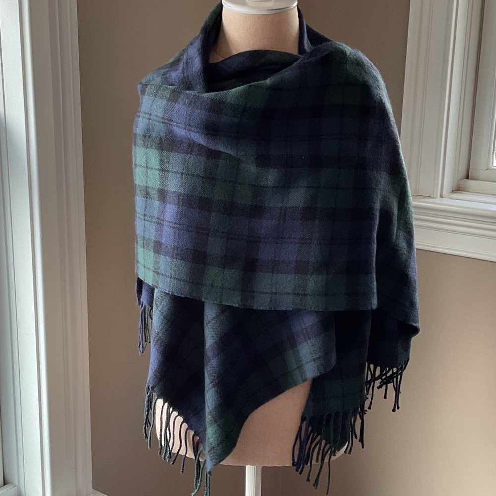 J. Crew Tartan Navy/Green Wrap